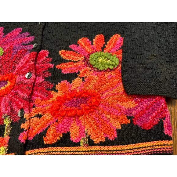 Vintage Susan Bristol Thick Heavy Cottagecore Grannycore Floral 3D Knit Sweater - Picture 4 of 9